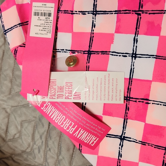 Lilly Pulitzer Reid Shorts Pink Argyle "Glow and Flow" Golf Luxletic Zip sz 14 - Picture 7 of 13